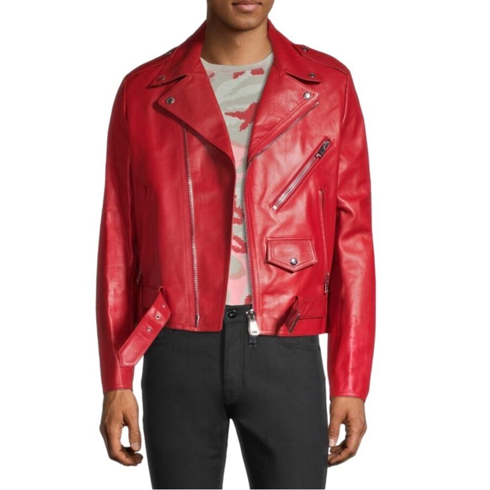$4,995 NWT Valentino Red Leather Moto Always Biker Jacket Size 46 (36) XSmall
